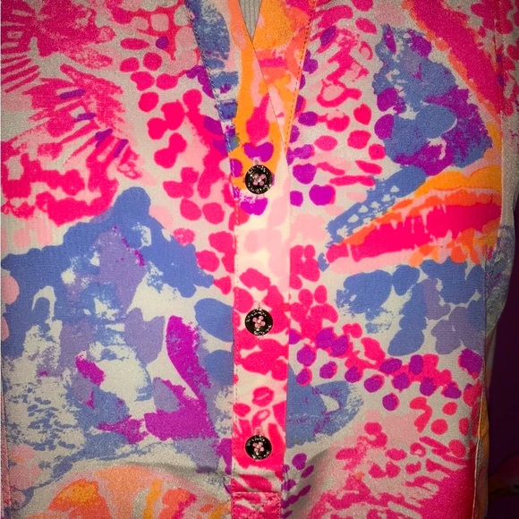 Lilly Pulitzer NWT Kery Silk Blouse Paradise Bohemian Beach Size XXS STUNNING! - Picture 6 of 8